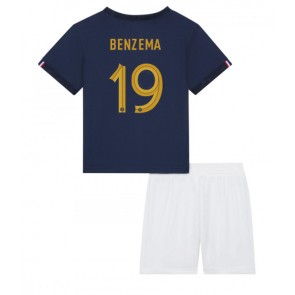 Francuska Karim Benzema #19 Domaci Dres za Dječji SP 2022 Kratak Rukavima (+ kratke hlače)